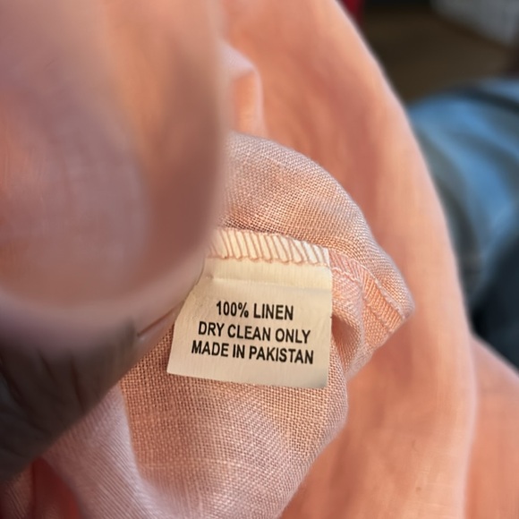 Key Lime & Pink beaded linen tunic top size L - Picture 8 of 8